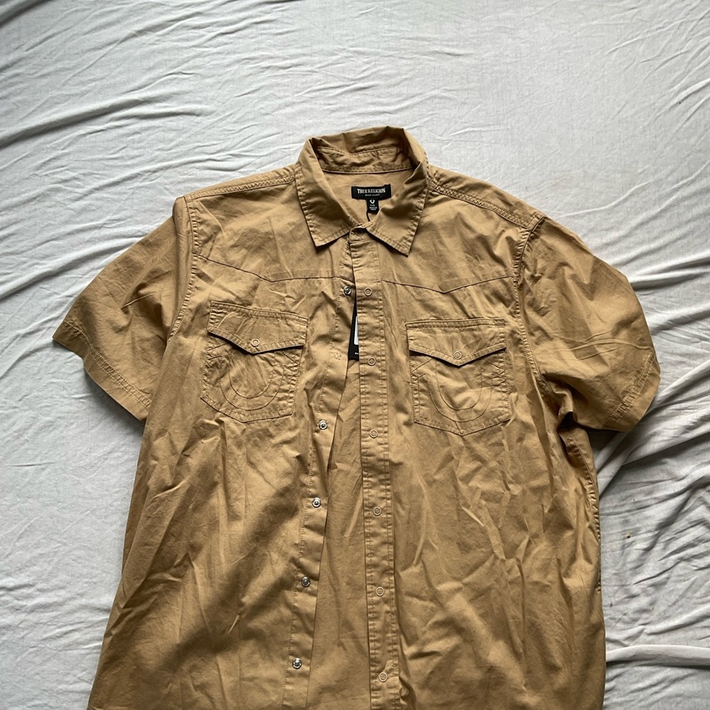True Religion Khaki Button-Up Shirt